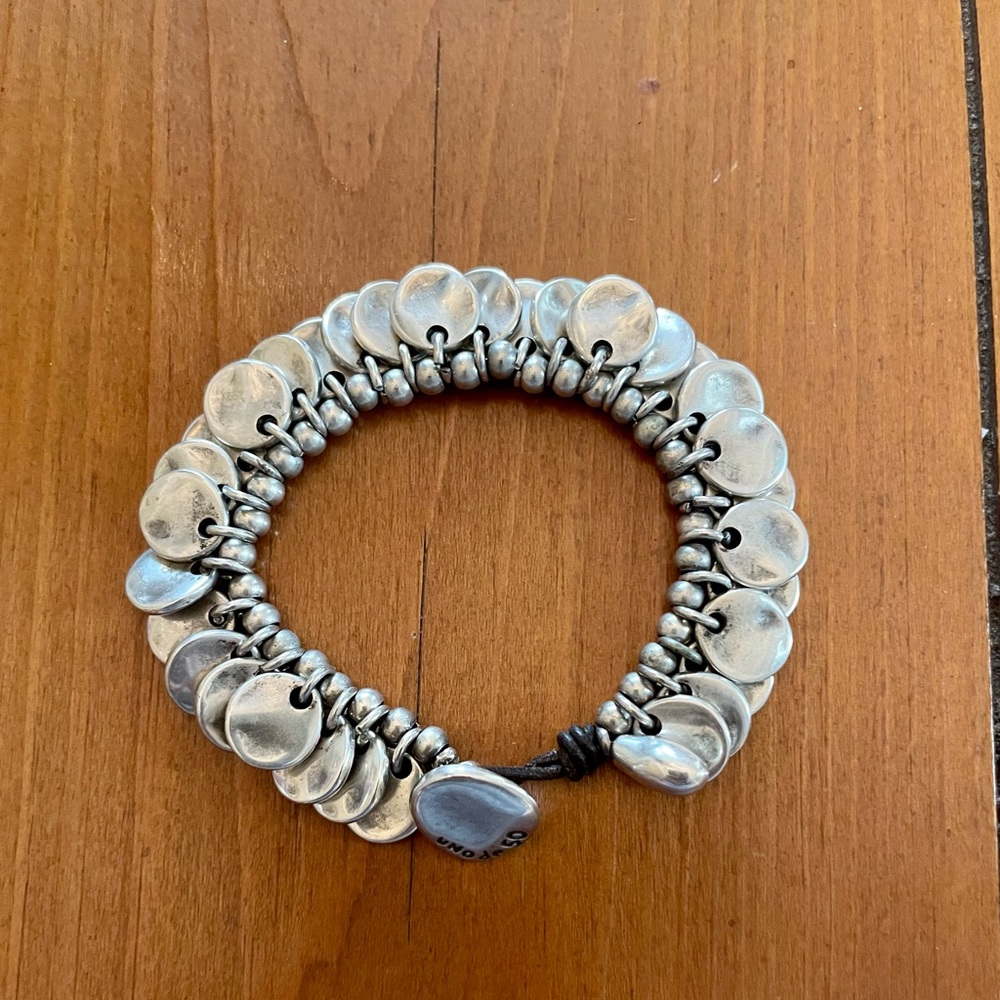 UNO de 50 Heavy Rain Leather & Silver Bracelet